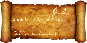 Jankó Lóránt névjegykártya