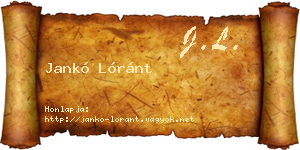 Jankó Lóránt névjegykártya
